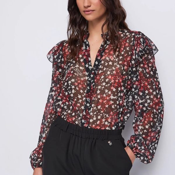 Camisa de georgette estampada Denny Rose