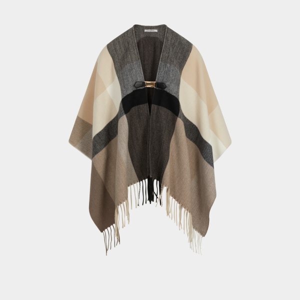 Poncho de cuadros con flecos Morgan