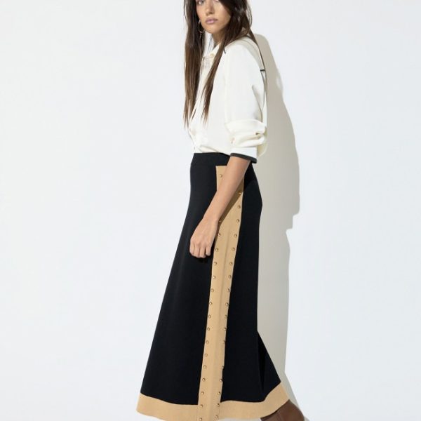 Falda tricot midi laterales contraste Lola Casademunt