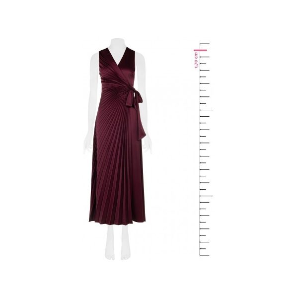 Vestido largo plisado de satén Rinascimento