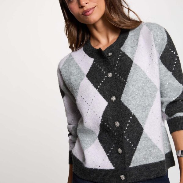 Cárdigan jacquard con cuello redondo Morgan