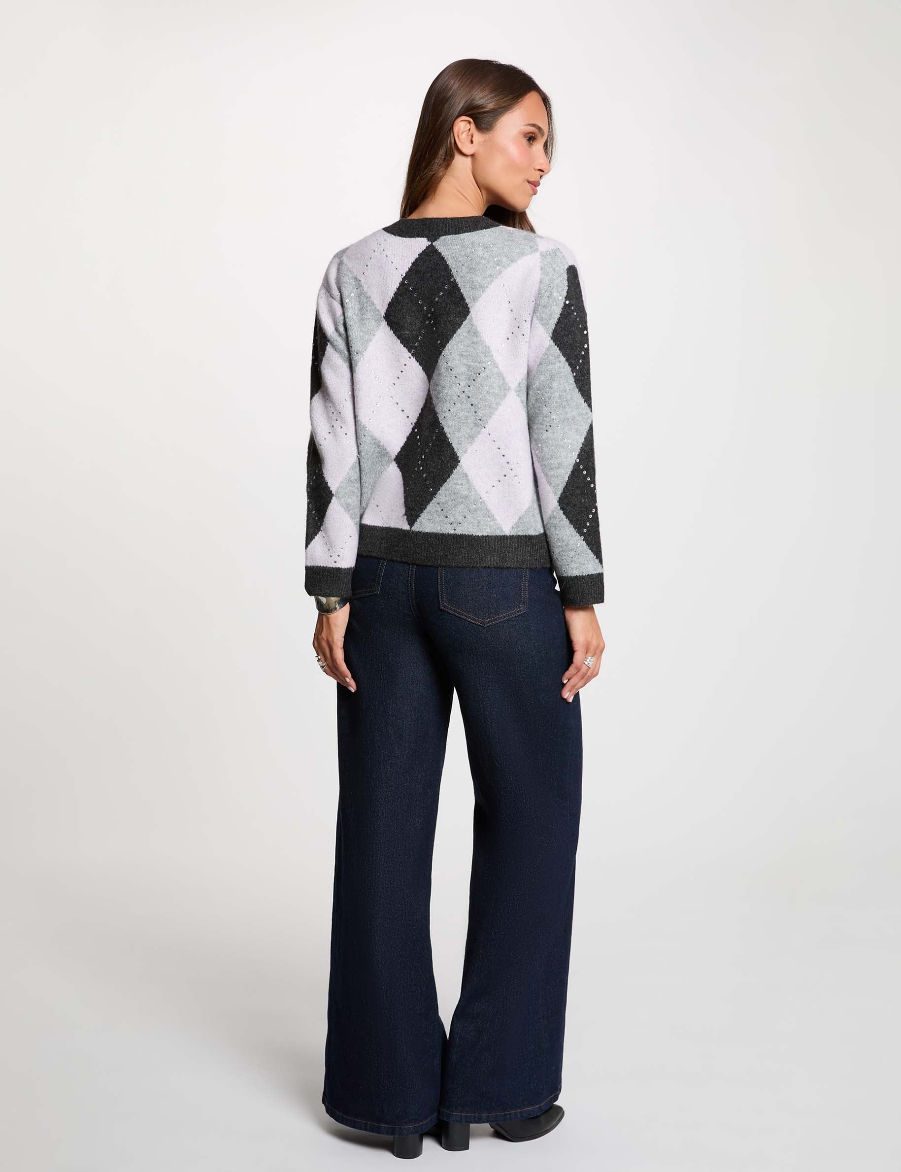 Cárdigan jacquard con cuello redondo Morgan