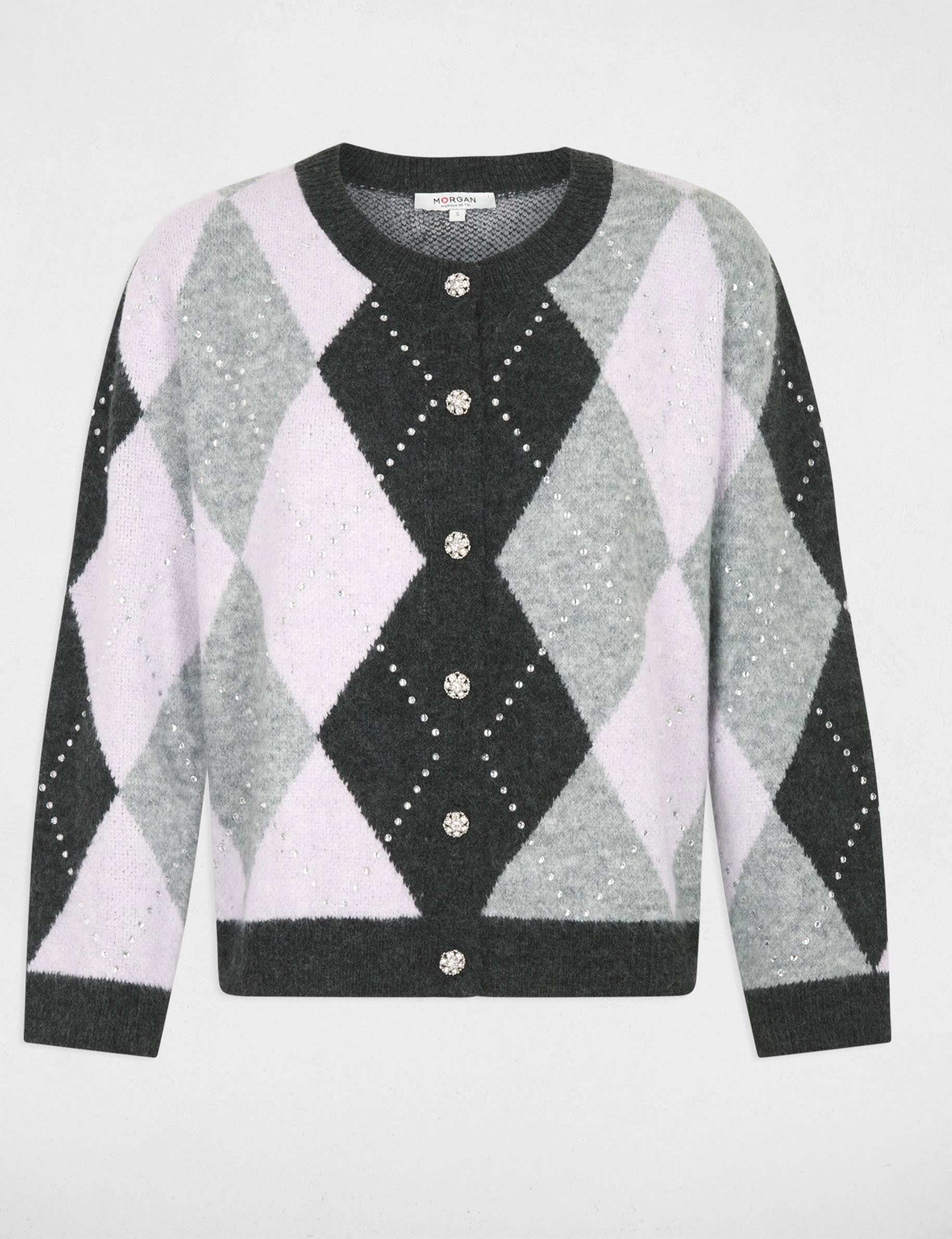 Cárdigan jacquard con cuello redondo Morgan