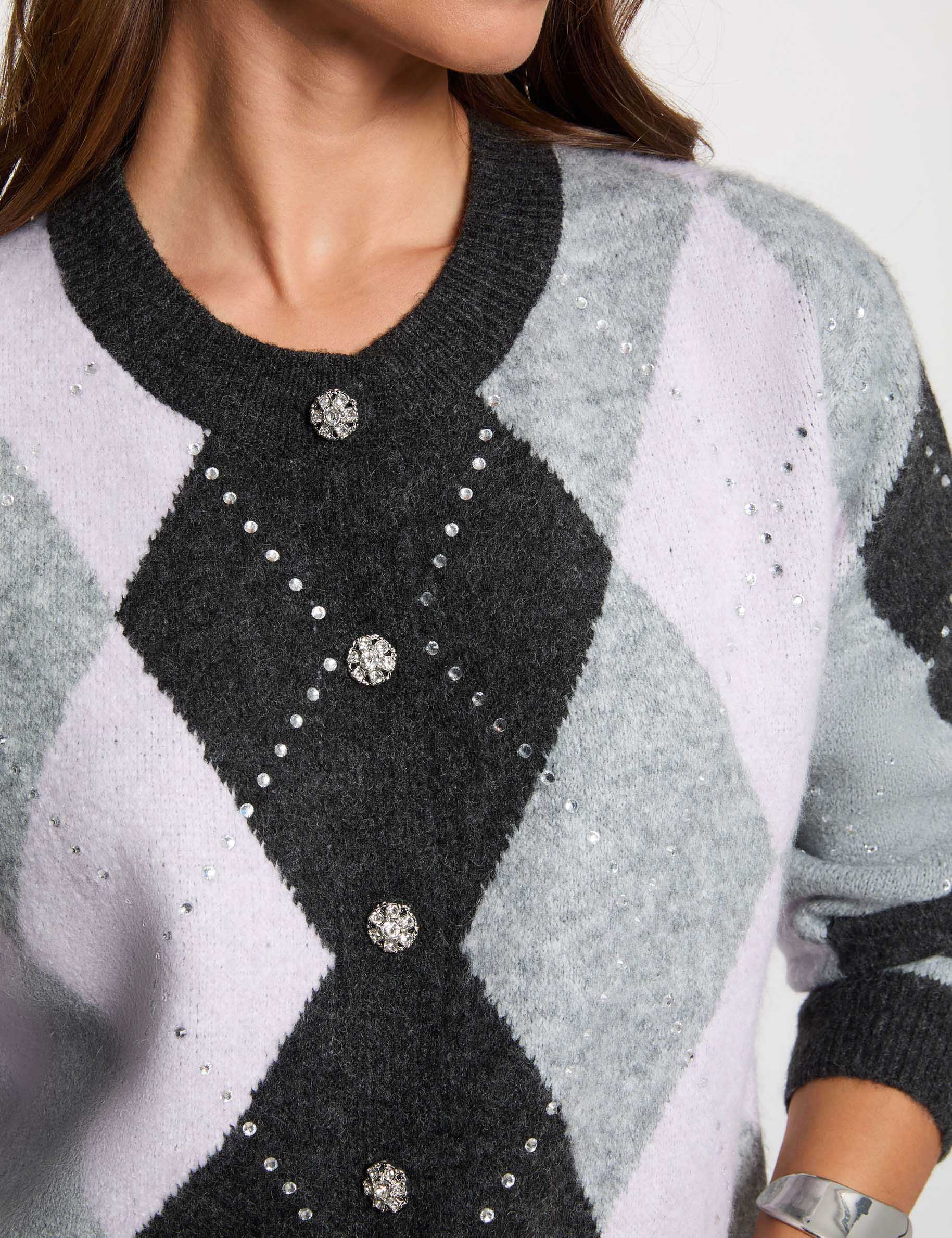 Cárdigan jacquard con cuello redondo Morgan