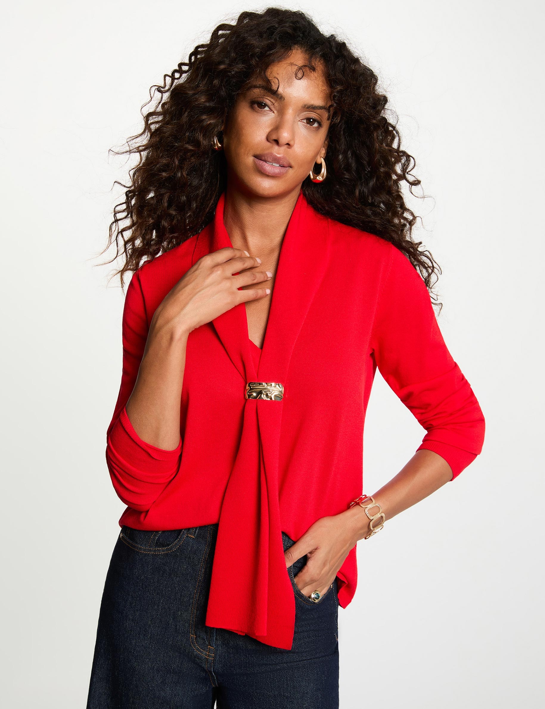 Jersey con cuello chal rojo Morgan