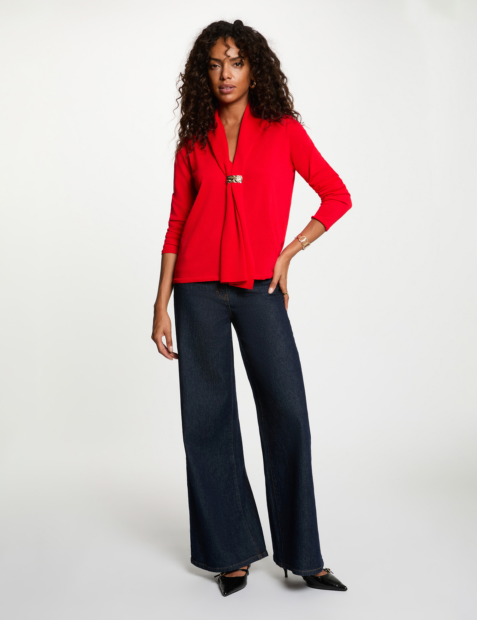 Jersey con cuello chal rojo Morgan